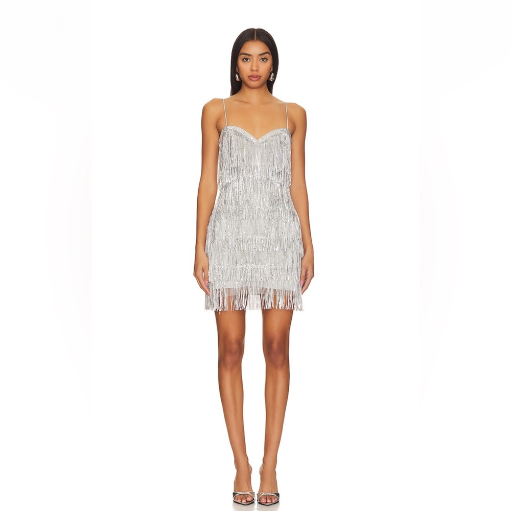 Majorelle Samara Sequin Mini Dress in Silver - reception, party, gatsby